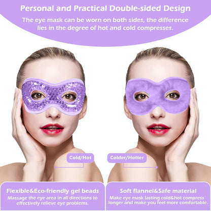Cooling Eye Mask with Gel Bead 2 Pack Gel Eye Mask Cold Eye Mask for Relaxtion,Puffy Eyes Reusable Cold & Warm Compress for Puffiness,Dry Eyes,Headaches,Migraines,Stress Relief,Post Surgery