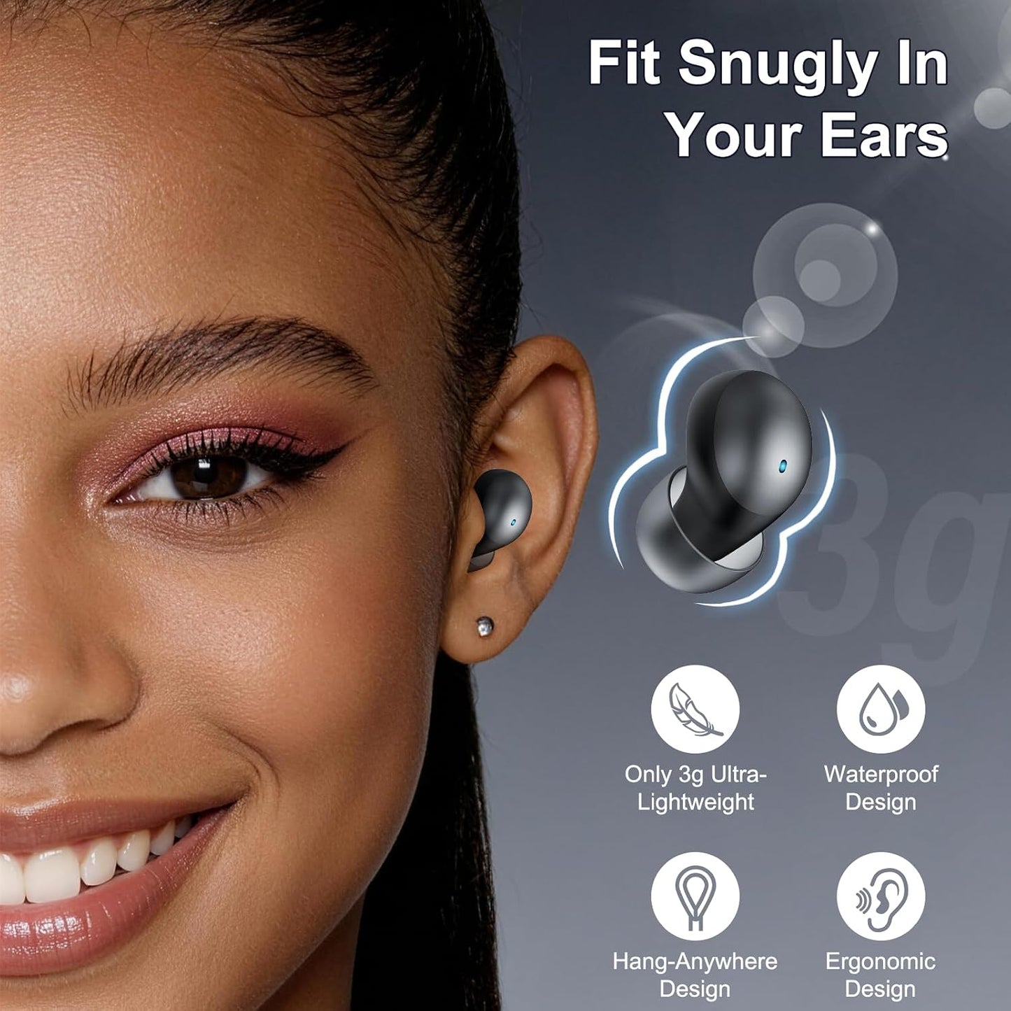 Sleep Earbuds Bluetooth 6.0 in Ear, Sleep Headphones with Sleep Monitor APP, 2026 New Mini Sleep Ear Buds with Small Earplugs for Side Sleepers, 48H Playtime Sleep Earphones with Sleep Mode Blue