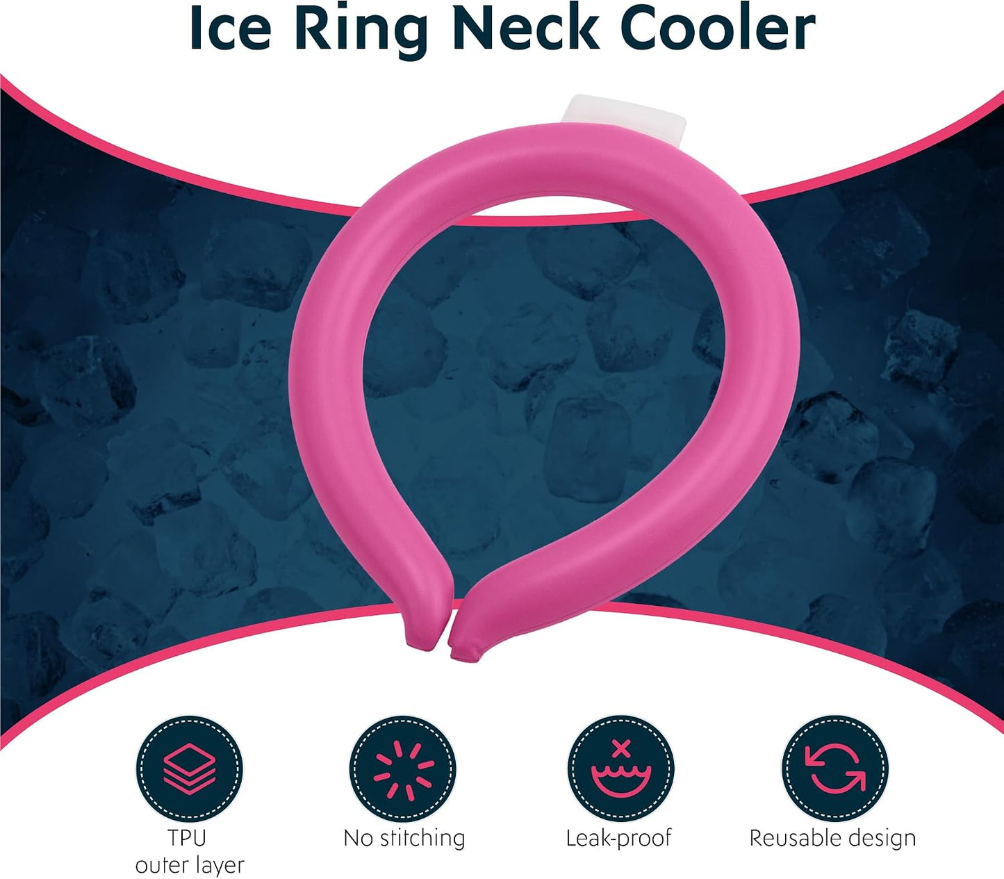 Magic Gel Neck Cooling Tube - Cooling Neck Ring - Reusable Ice Ring Wraps - Necks, Face Ice Coolers - Frozen Cool Wraps, Tubes for Summer Heat, Extremely Hot Weather - 2 Pack, B&W