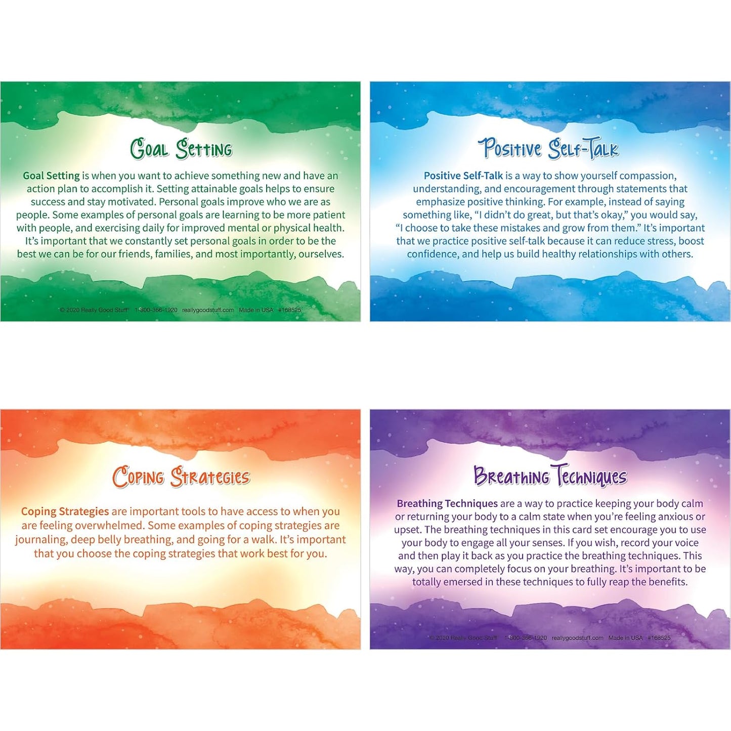 Really Good Stuff Self Care Reflection Cards-Mindful Thinking | Ages 11+, Grades 6+, Positive Affirmations, Meditation Techniques to Manage Emotions & Feelings for Kids & Adults