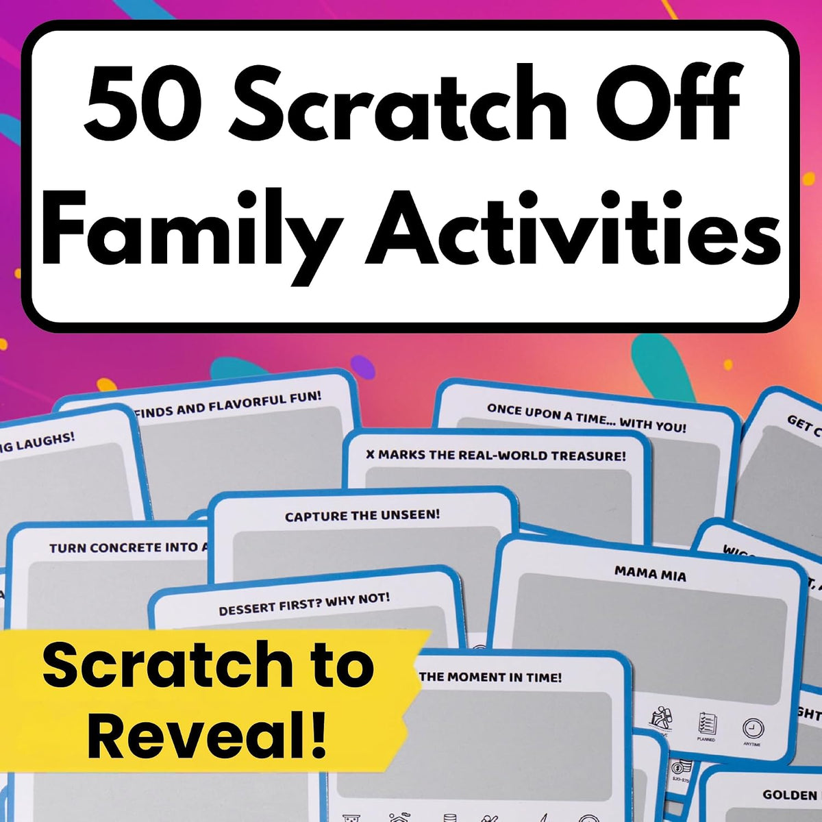 50 Family Activities - Adventure Scratch Off Cards for Family Nights - Fun Conversation Cards - Gift for Families - Game Night Gift Basket Idea for Kids and Adults - Unique for Christmas and Birthdays