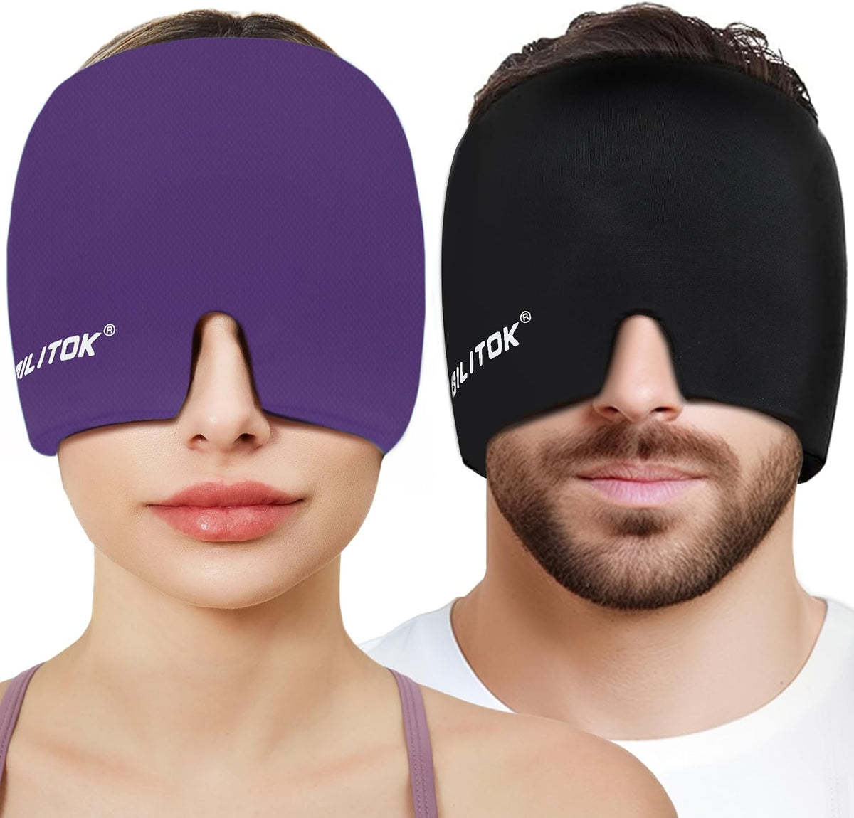 Migraine Headache Relief Cap, Gel Ice Head Wrap, Hot and Cold Therapy, Headache Eyes Mask for Sinus, Puffy Eyes, Tension and Stress Relief (Blue)