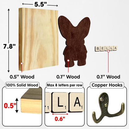 Dog Leash Holder Wall Mount, Pet Harness Hanger with Scrabble Letters, Dog Collar Organizer for Entryway, Memorial Cat Leash Holder for Wall, Pet Loss Gifts, Keepsake, Home Decor PF212-NAT