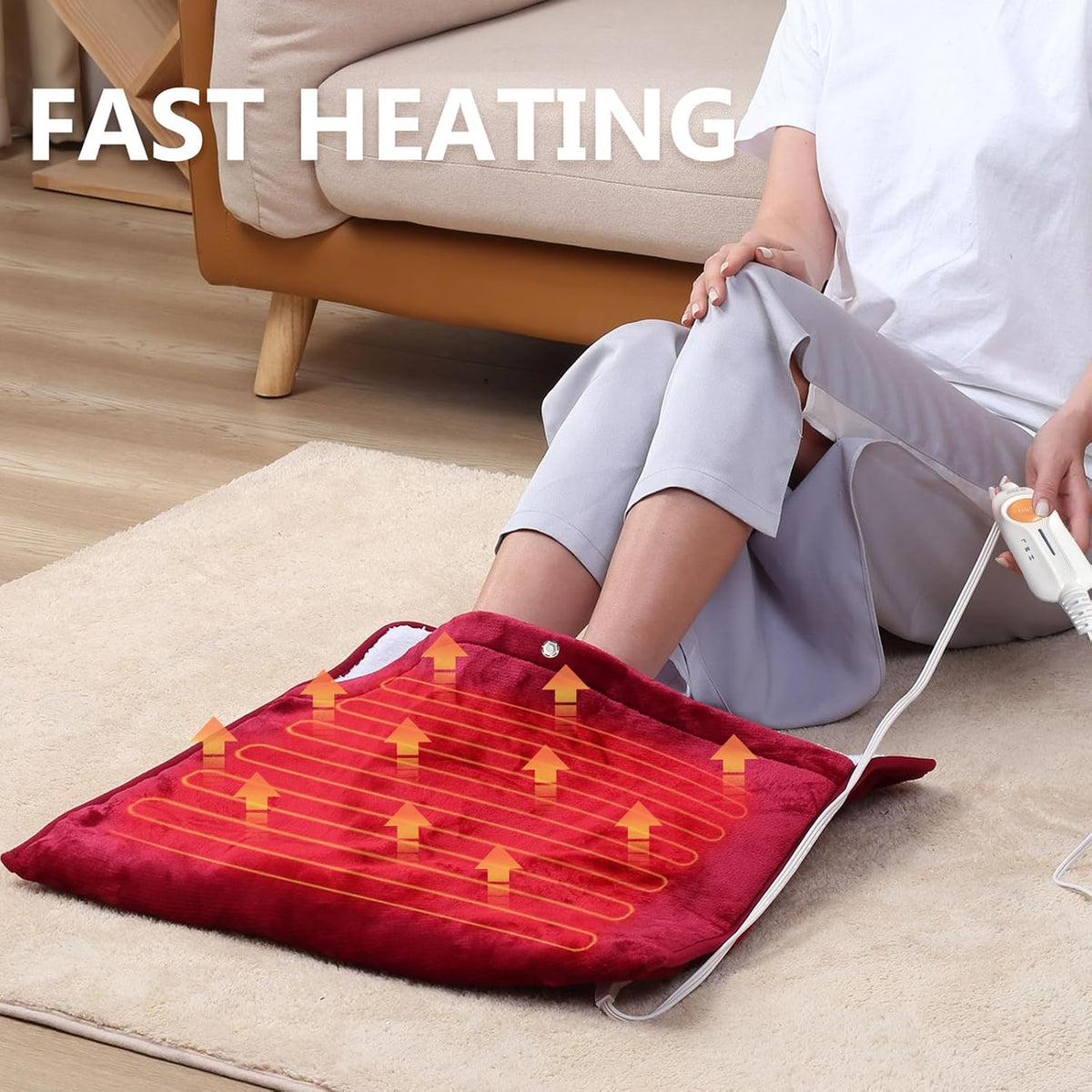 Gintao Electric Heated Foot Warmers for Feet,22"×20" Soft Foot Heating Pad