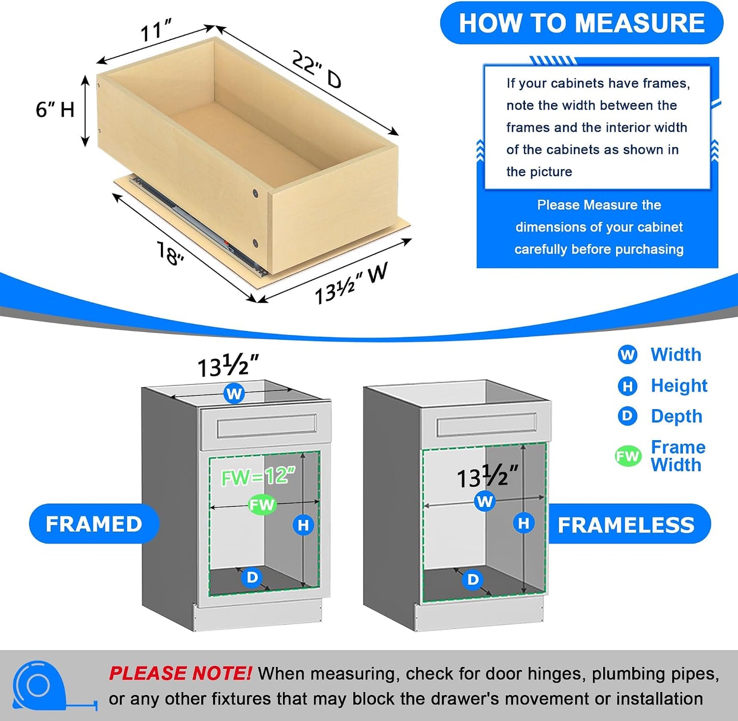 WelFurGeer Soft Close Pull Out Cabinet Organizer, 26" W x 22" D Pull Out Drawer for Cabinet, Bottom Mount Pull Out Drawers for Kitchen Cabinets, Smooth Slide-Out Shelves for Home Kitchen Organization