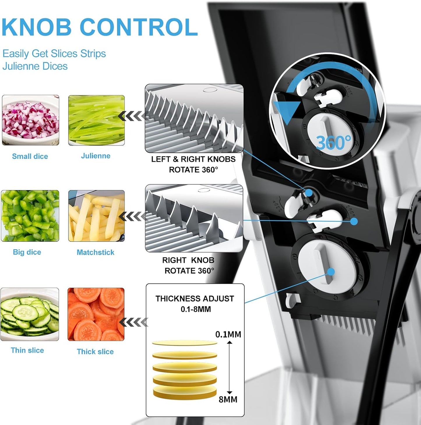 Safe Mandoline Slicer for Kitchen, Potato Slicer for Chips,Vegetable Cutter | Potato Slicer for Chips, 6 in 1 Vegetable slicer with Thickness Adjuster, Faster Kitchen Slicer for Meal Prep (Only Slice)