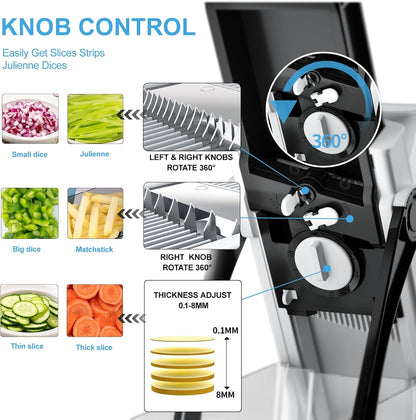 Safe Mandoline Slicer for Kitchen, Potato Slicer for Chips,Vegetable Cutter | Potato Slicer for Chips, 6 in 1 Vegetable slicer with Thickness Adjuster, Faster Kitchen Slicer for Meal Prep (Only Slice)