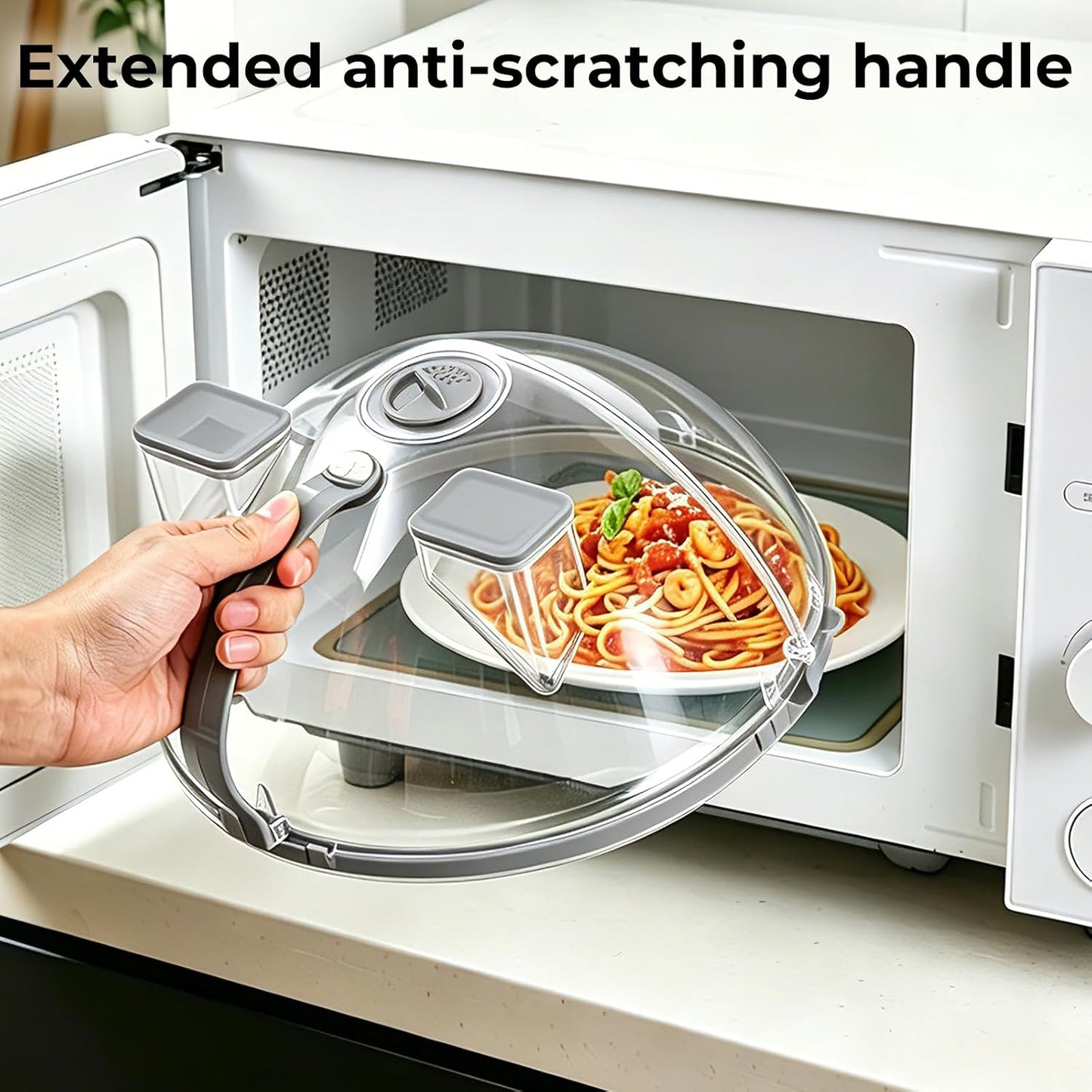 UFORU 10-Inch Foldable Microwave Splatter Cover for Food with Water Steamer | Clear Plate Cover with Handle Helps Contain Food Splatter Guard,Collapses for Compact Drawer or Cabinet Storage,Space-Saving
