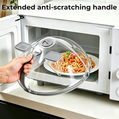UFORU 10-Inch Foldable Microwave Splatter Cover for Food with Water Steamer | Clear Plate Cover with Handle Helps Contain Food Splatter Guard,Collapses for Compact Drawer or Cabinet Storage,Space-Saving