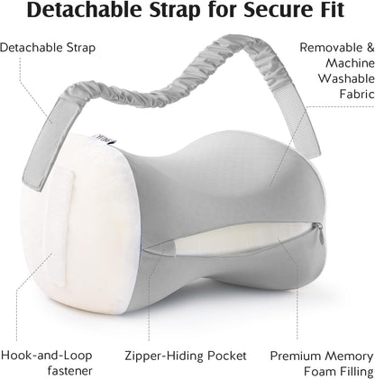 YFONG Knee Pillow for Side Sleepers, Memory Foam Leg Pillow, Blue | Adjustable & Detachable Strap, Ergonomic Support for Back, Hip, Knee, Sciatica Pain