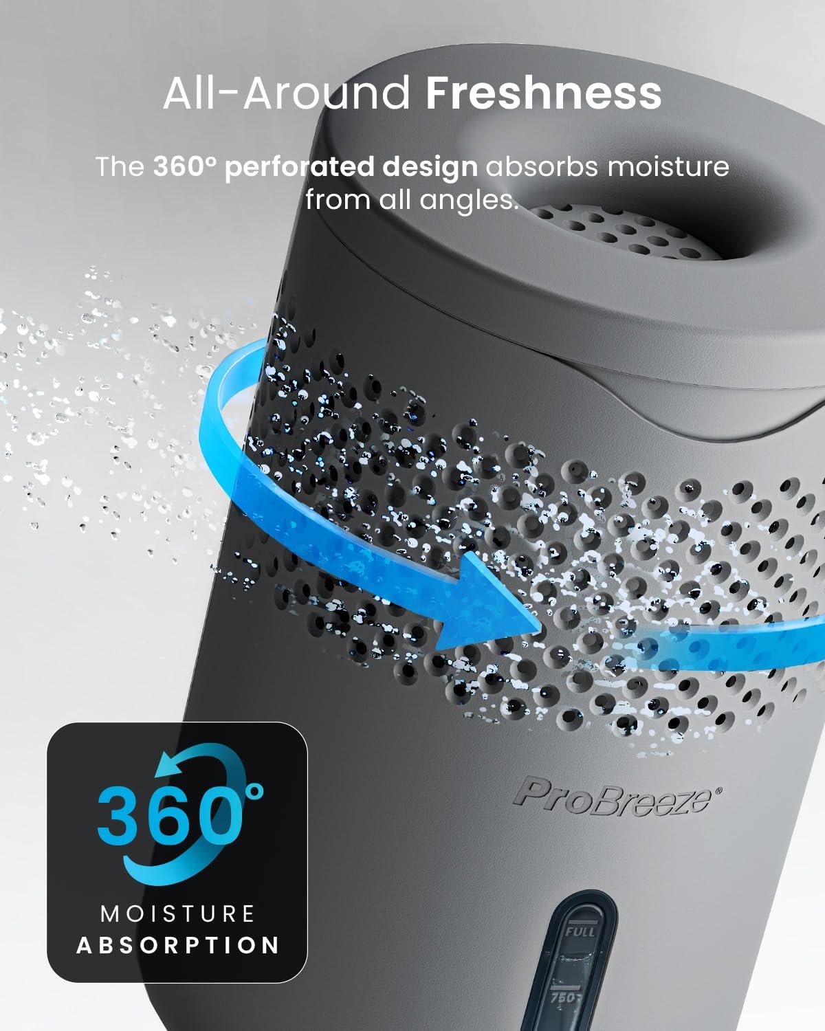 Pro Breeze Osmo Non-Electric Moisture Absorber, 44 fl.oz, Included 1.54lb Refillable Tablet, Lasts 100 Days, Ideal Silent Mini Dehumidifier for Closet, Bathroom & Bedroom, Fragrance Free, White
