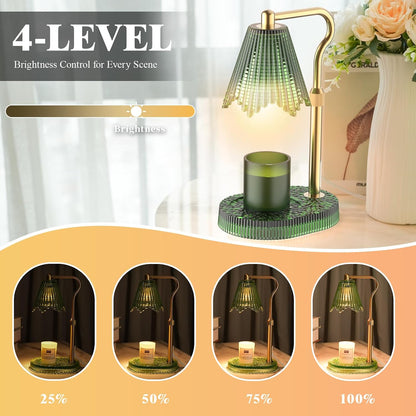 Flower Candle Warmer Lamp,Adjustable Timer & Dimmer(Black2) | Adjustable height fits jars. Timer & dimmer safe melt. 2 bulbs & heat-proof base. Perfect for bedroom, office, or gifting.