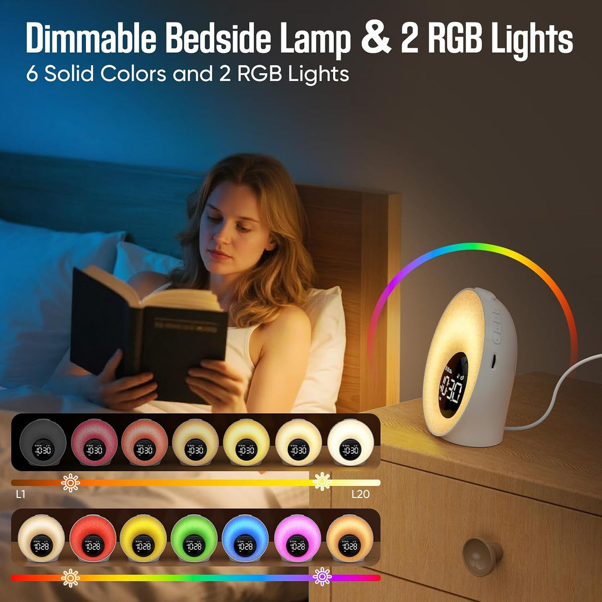 Sunrise Alarm Clock, Wake Up Light, Sleep Sound Machine for Bedroom
