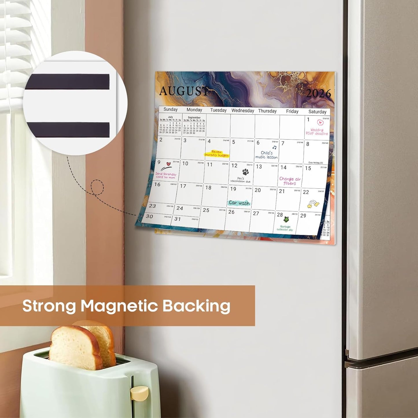 2026-2027 Magnetic Calendar for Refrigerator, Apr 2026-Dec 2027 | 21-Month Fridge Calendar 2026-2027 for Home Planning, Scheduling and Easy Organization, Greenery