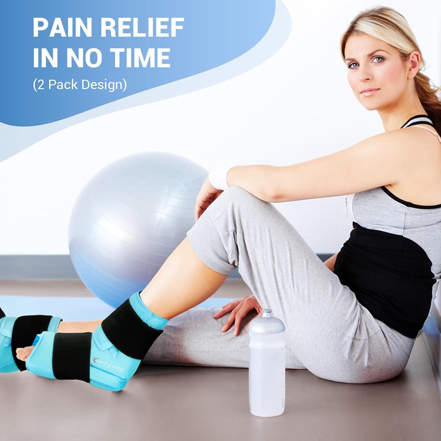 Comfytemp Ankle Foot Ice Pack Wrap for Plantar Fasciitis Relief, FSA Eligible HSA, Ankles Brace for Sprain Pain, Heel Spur, Swelling, Achilles Tendonitis, Hot Cold Gel Ice Pack for Injuries Reusable
