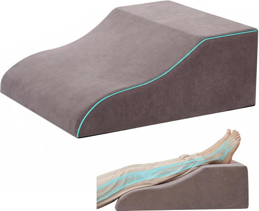 Leg Elevation Pillows, Ergonomic Memory Foam Wedge Pillow/Leg Positioner Pillows Comfort Care for Back Knee Hip Ankles Pain, Knee Pillow for After Surgery, Injury, or Rest Gray