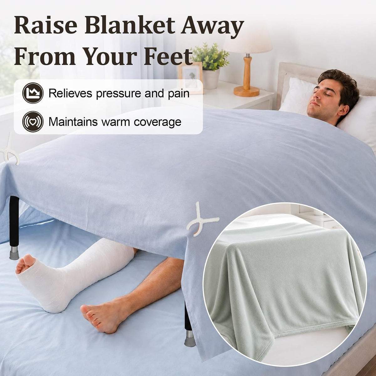 Blanket Lifter for Foot of Bed, 28"-34" Height Adjustable Blanket Lifter