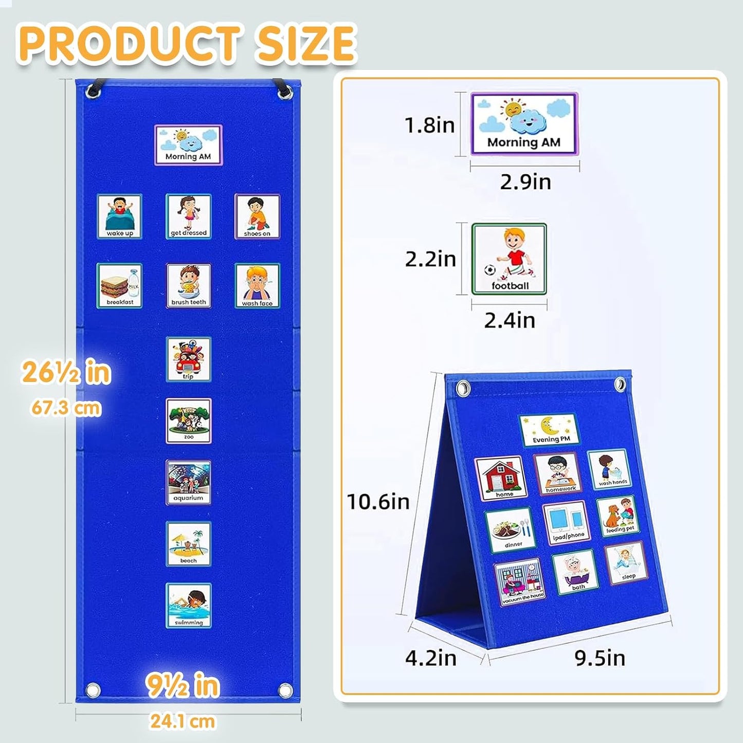 Visual Schedule for Kids with Autism Chore Chart for Toddler Planning Board Daily Routine Chart Autism Learning Materials Classroom, Home Use with 124 Cards (Blue)