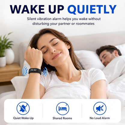 Vibrating Alarm Wristband for Heavy Sleepers with 3 Alarms | Silent Wrist Vibration / Ideal for Couples, Roommates and Shift Workers / Dorms and Travel