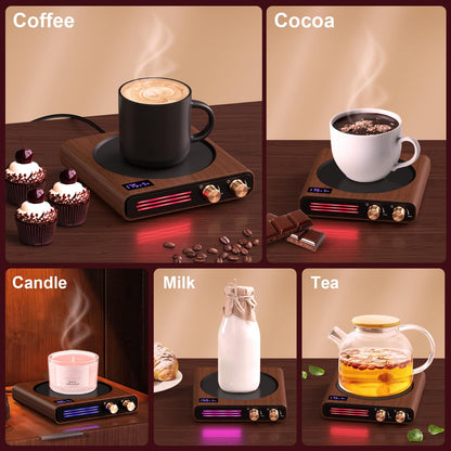 CEROBEAR 50W Retro Coffee Mug Warmer with 9 Temp Settings and LED Lights | 1-9Hrs Auto Shut Off Smart Candle Warmer, Large Heating Plate Beverage Warmer for Coffee, Tea, Milk, Ideal Coffee Gifts
