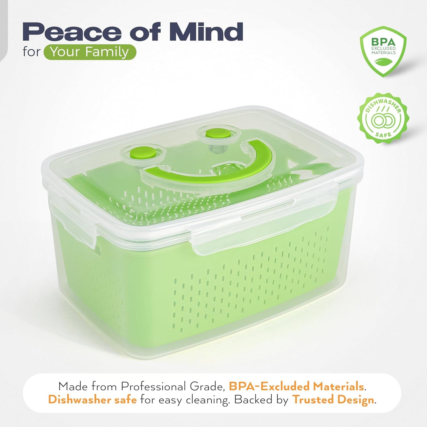Fruit Storage Containers for Fridge - Set of 4 - Airtight Lid Keeps Fresh - For Fruit & Vegetable Storage - Space-Saving Design - Ideal for Produce, Berries, Snacks - Pink