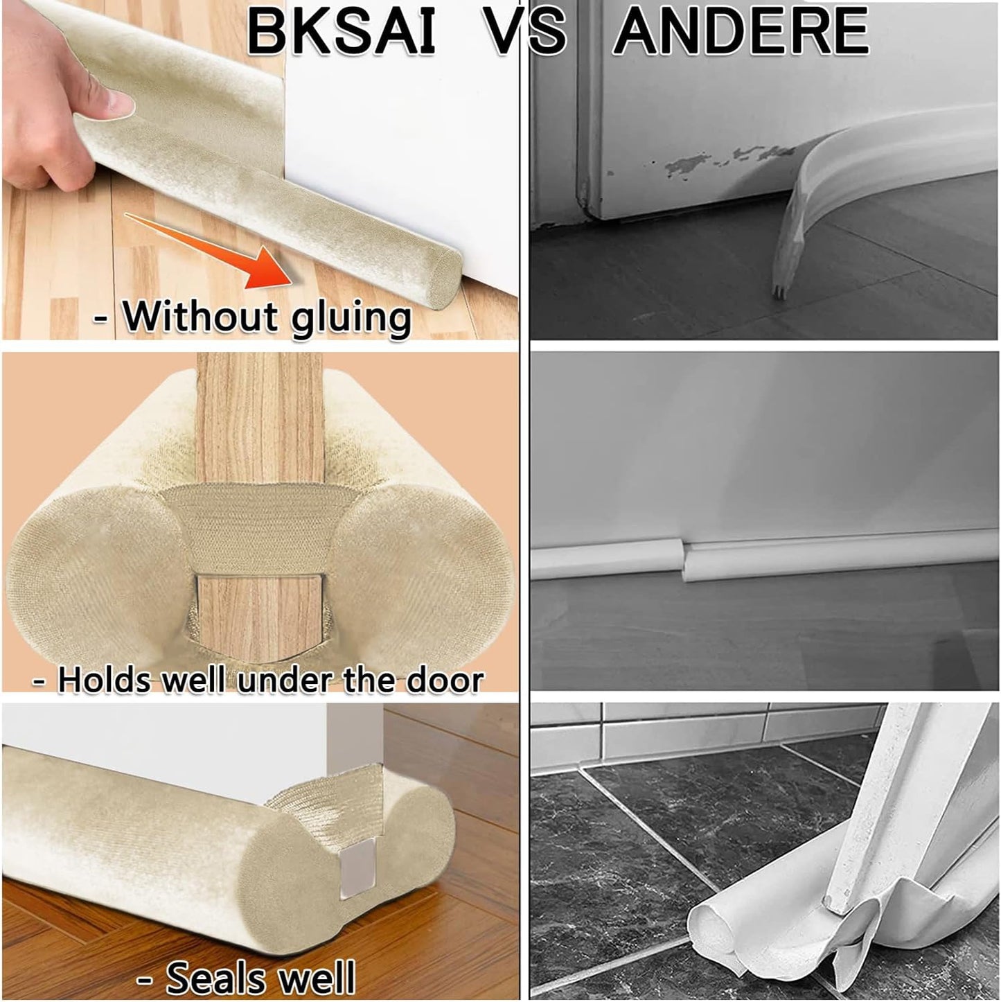 BKSAI Door Draft Stopper for Doors 29-35" No Adhesive Draft Stopper for Bottom of Door Draught Excluder Under Door Wind Blocker Reduce Noise Draught Excluder Sweep Sound Proof(Black) | No Adhesive, For Bottom of Door, Wind Blocker, Reduce Noise, Sound