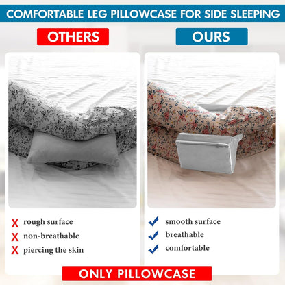 HunnmingRe 2 Pcs Knee Pillowcase for Side Sleepers, Satin Knee Pillow Cover