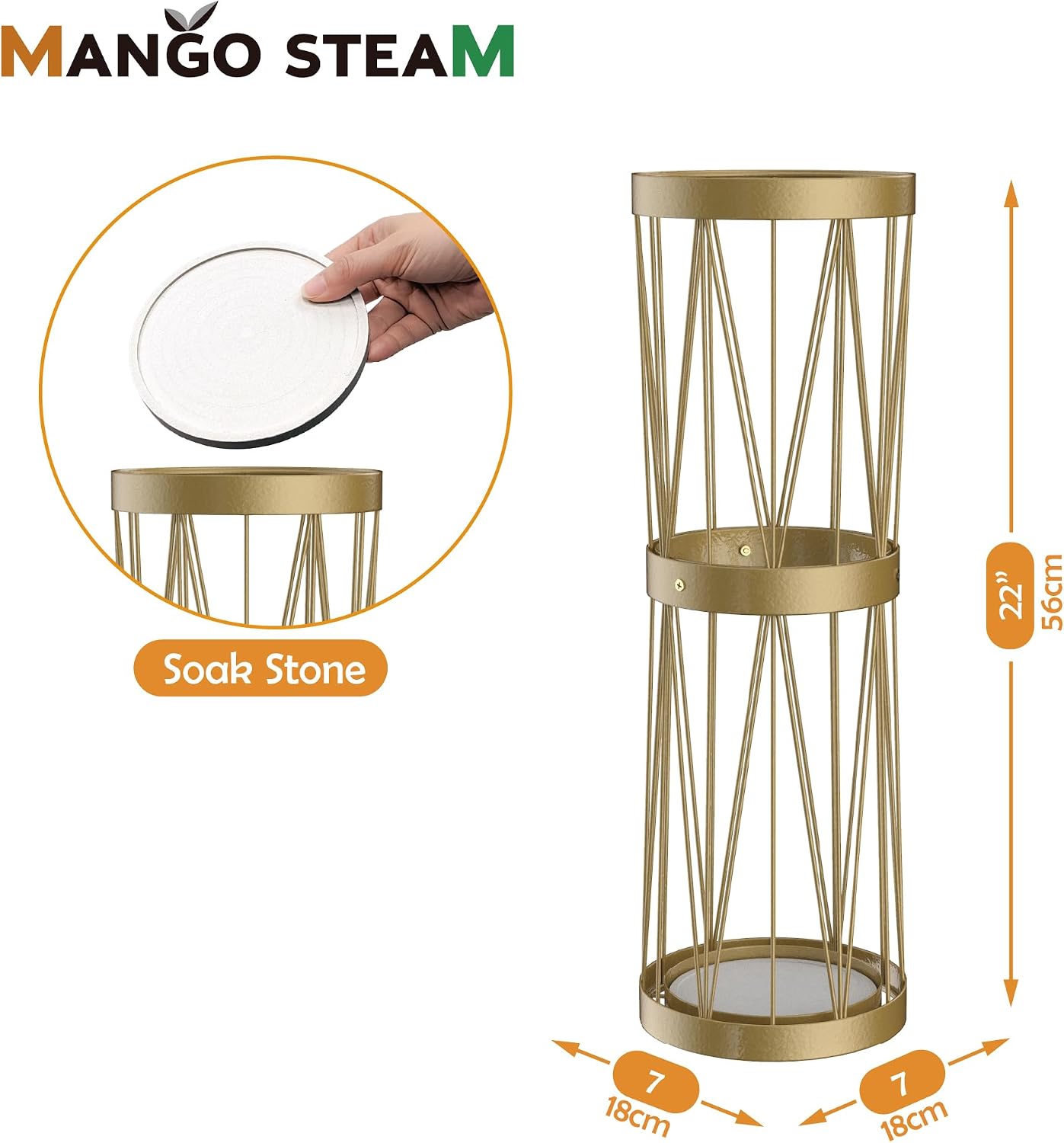 Mango Steam Pluvian Soakstone Umbrella Holder (Tall, Gold)