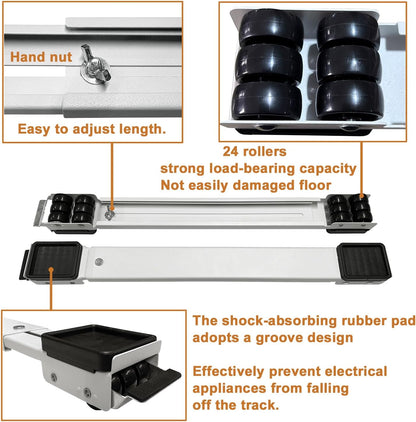 Appliance Rollers Heavy Duty 20-32in New Generation Extendable Appliance Rollers Anti Slip Mobile Washing Machine Base Easily Move Dryers, Refrigerators, Furniture (White)