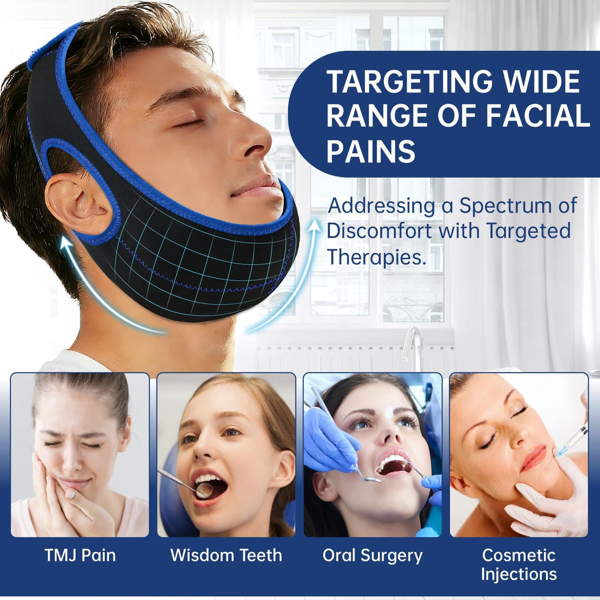 Wisdom Teeth Ice Pack Head Wrap Jaw Face Ice Pack with 4 Gel Packs