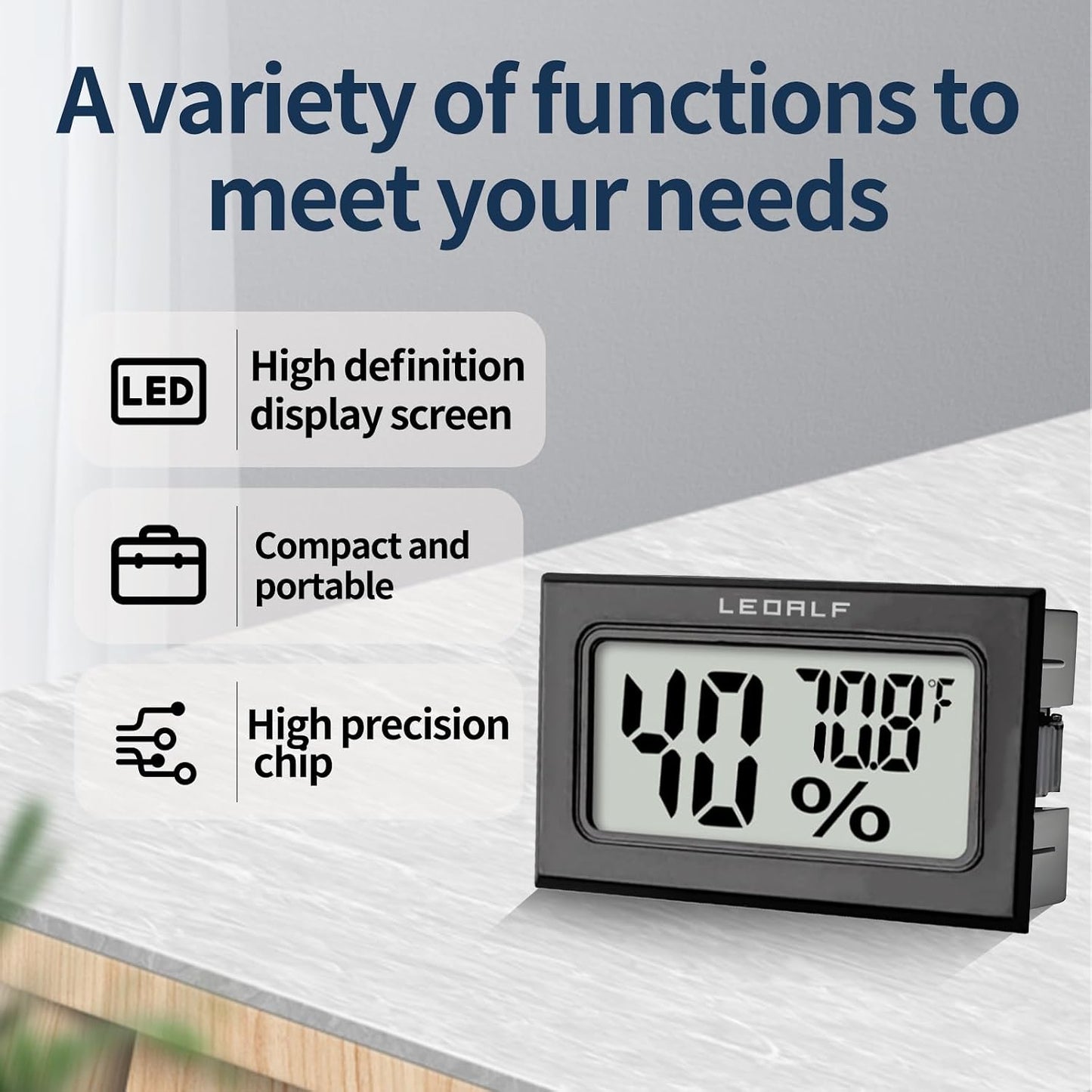 Mini Humidity Meter Hygrometer 6 Pack Room Thermometer Indoor Digital Temperature and Humidity Monitor (Black)