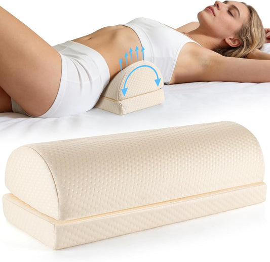 Lumbar Support Pillow for Bed for Back Pain Relief | Adjustable Lower Back Pillow for Sleeping, Memory Foam Back Support Pillow for Side & Back Sleepers, Washable Cover