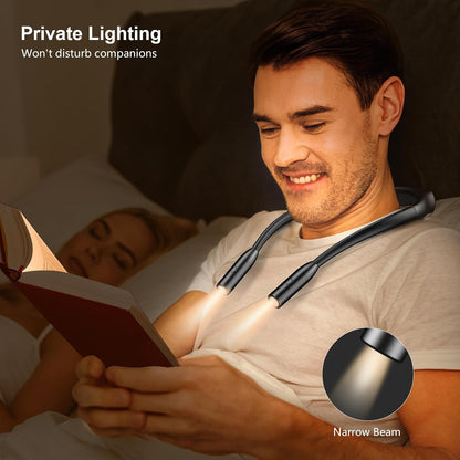 Gritin Book Light, Eye Caring 3 Colors & Dimmable Brightness Reading Light | Bendable Arms, 80+Hrs Runtime, Neck Round Design, Comfortable & Lightweight Neck Light for Reading in Bed, Crafting, Knitting