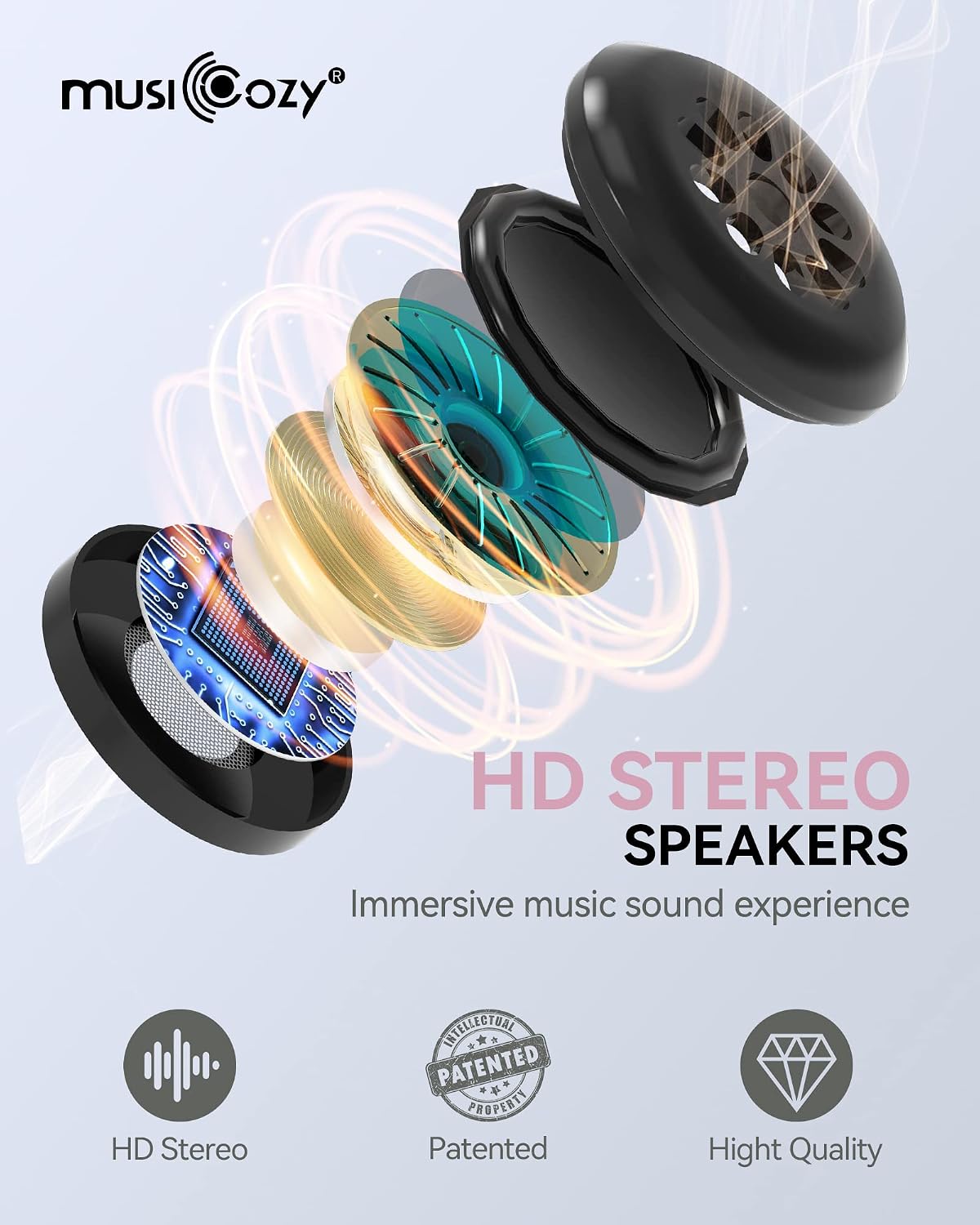 MUSICOZY Sleep Headphones Bluetooth 5.4 Sleep Mask with HD Sound