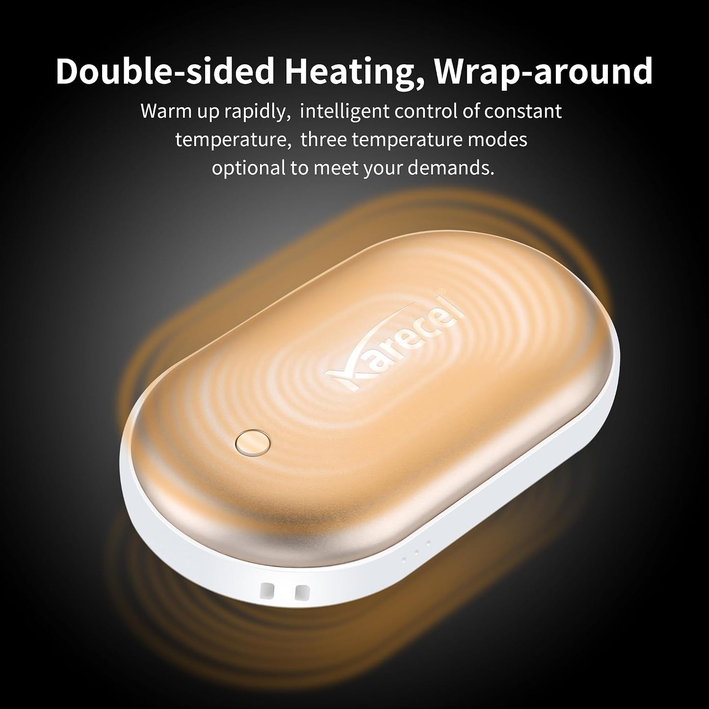 Karecel Rechargeable Hand Warmer, 5200mAh Double-Sided 4-inch Full-Surface Heat Electric Hand Warmer, Up to 11Hrs, Portable Handwarmer Pocket Heater, Tech Gifts for Men Women, Winter Essentials