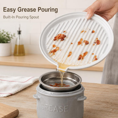 ONEMORE Microwave Bacon Cooker, Ceramic Bacon Tray with Splatter Cover | Meat Rack for Oven Cooking Crispy Bacon Maker with Collapsible Lid - 13 inch Round Bacon Dish Plate, Dishwasher Safe, White