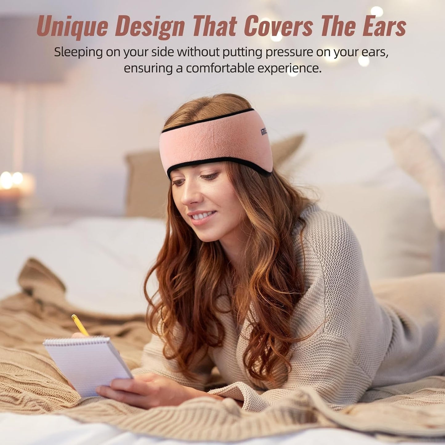 Sleep Mask, Eye Mask for Sleeping with Heads Adjustable, Earmuffs for Sleep for Men & Women, 2 in 1 Ear Mask and Blindfold, Soft Dual-Sided All-Season Eye Cover for Side Sleepers (Black)