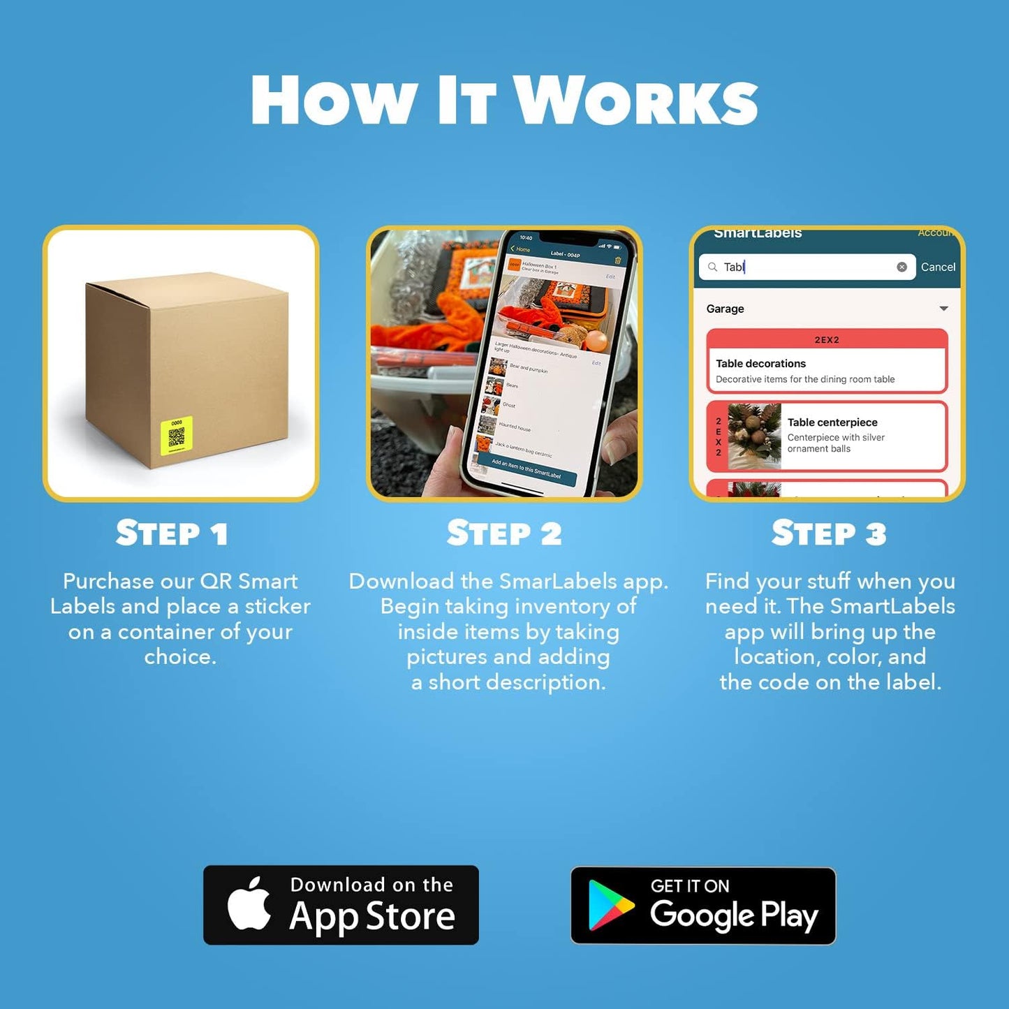 QR Code Stickers with AI Photo Analysis App - Auto-Creates Item Descriptions - No Typing - Made in USA - QR Code Labels for Storage & Inventory Tracking, Organization & Moving, Pack of 48