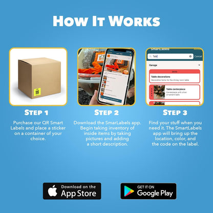 QR Code Stickers with AI Photo Analysis App - Auto-Creates Item Descriptions - No Typing - Made in USA - QR Code Labels for Storage & Inventory Tracking, Organization & Moving, Pack of 48