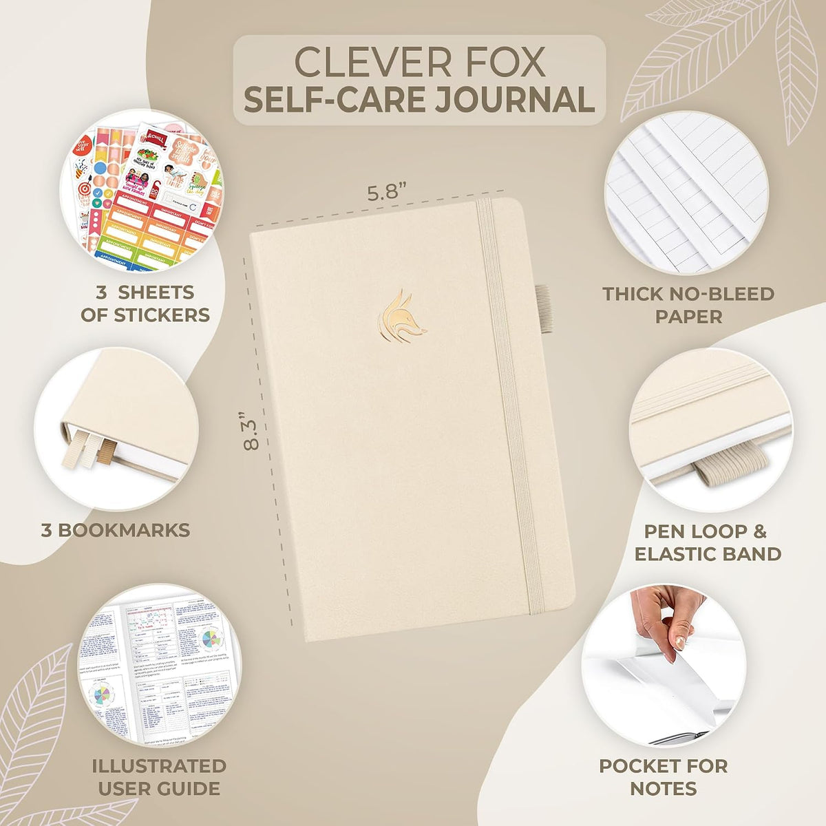 Clever Fox Self-Care Journal for Women, Daily Planner 5.8x8.3 Mystic blue