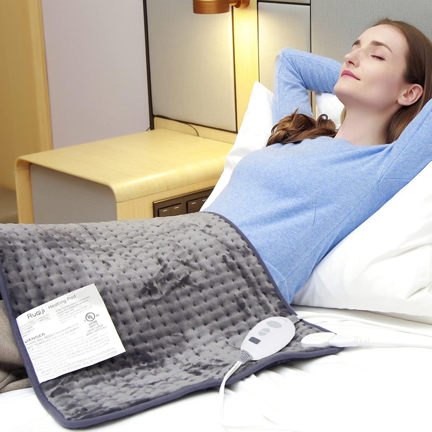 Ruqiji 19" x 24" Weighted Neck&Shoulder Heating Pad, 2.5lbs with 12 Temperature Settings&Countdown Timer,Pain Relief for Neck/Shoulders/Menstrual Pain(Dark Gray)