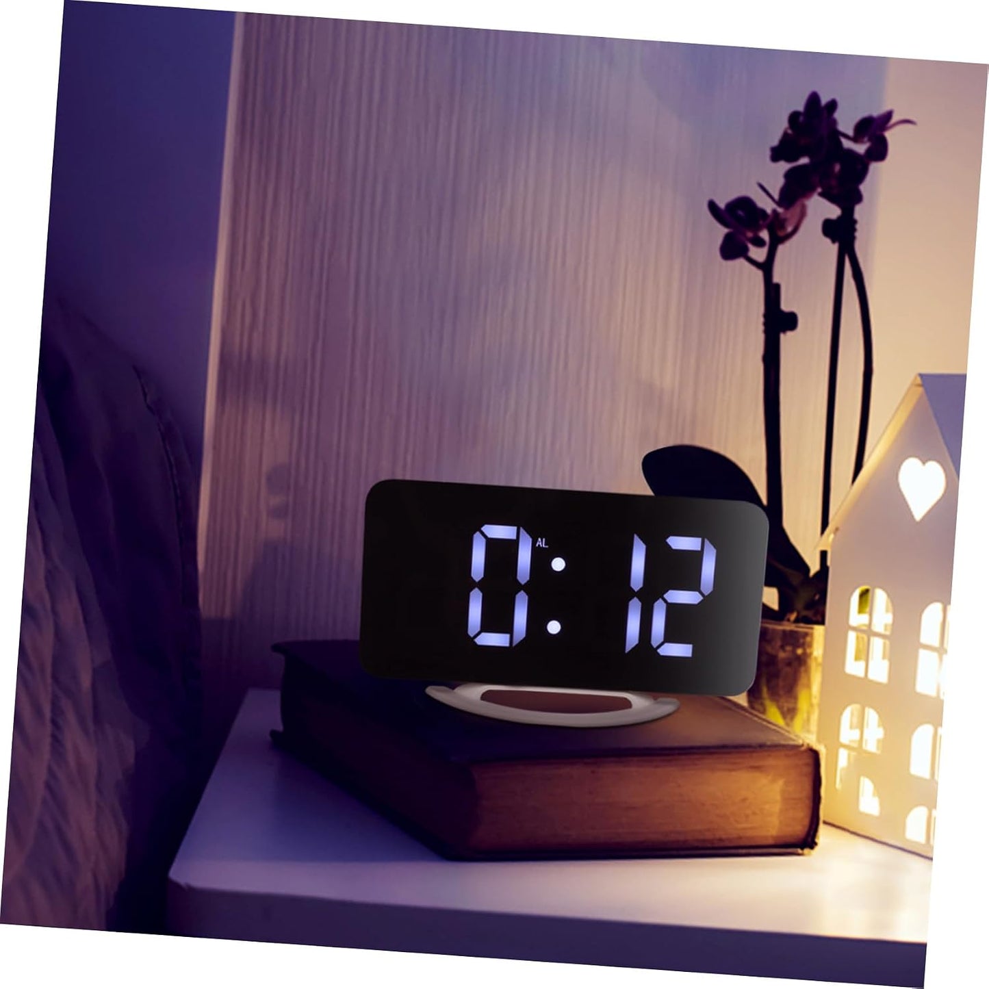 FRCOLOR Digital Vibrating Bed Shaker Alarm Clock Large LED Display Loud Alarm for Heavy Sleepers Bedroom Use with RGB Mirror Screen and Snooze Function