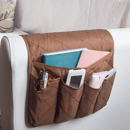 5 Pockets Remote Control Holder, Magazine Rack, Space Saver Organizer, Draped Over Sofa, Couch, Recliner Armrest