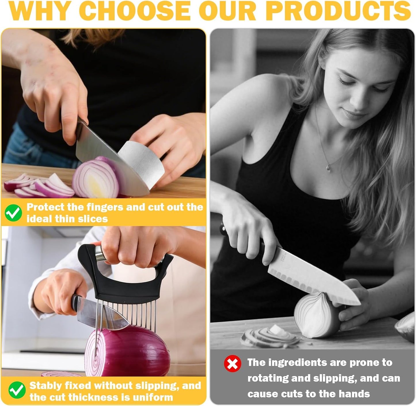 2 Packs Finger Protector For Cutting Food,1pcs Onion Holder,304 Stainless Steel Finger Guards For Cutting Food,Finger Guard For Slicing,Avoid Hurting When Slicing,Dicing,Chopping And Fruits