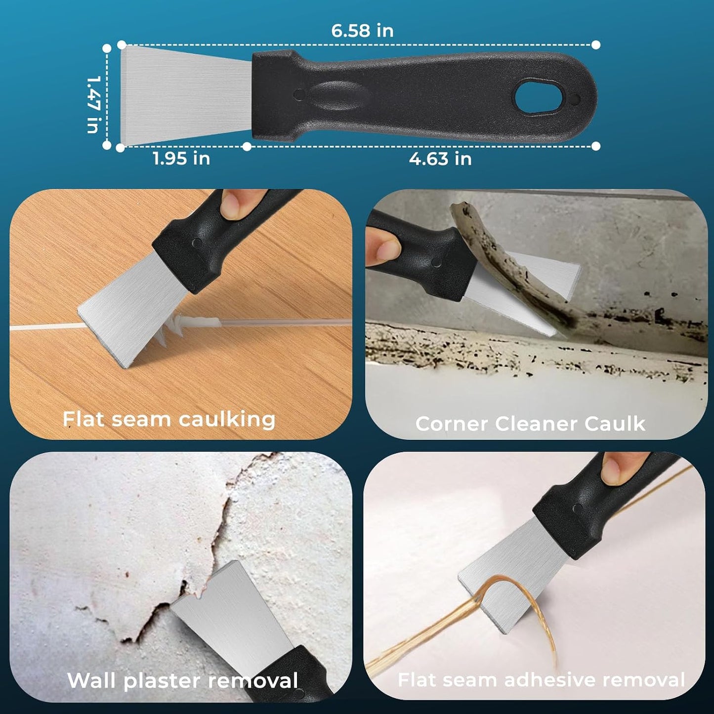 Silicone Caulking Tool, Caulk Remover & Grout Removal Tool | Sealant Finishing Smoothing Scraper Tools, Grout Removal Tool for Bathroom Shower Bathtub Tile Kitchen Sink Home Renovation