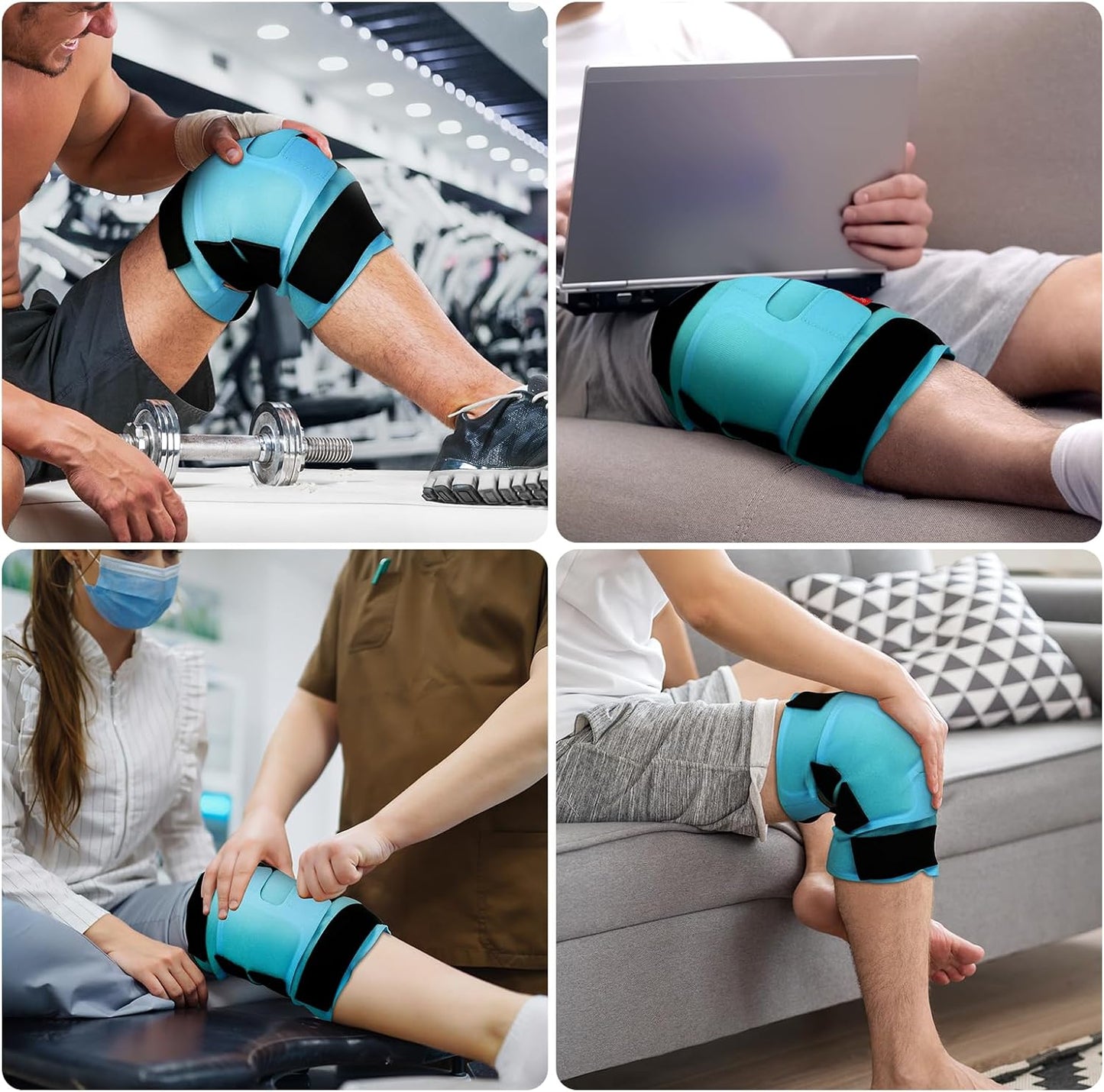 Comfytemp Large Knee Ice Pack Wrap Reusable Gel, FSA Eligible HSA, Full Coverage Knee Cold Compression Brace for Injuries, Pain Relief, Replacement Recovery, Arthritis, Surgery, Women Men Gift