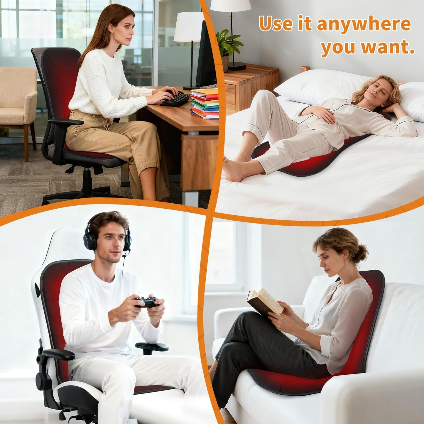 MAXCOM Heated Seat Cushion for Office Chair-Heating Pad for Back Lumbar Hip Thigh with 7 Temp Levels & Auto Shutoff