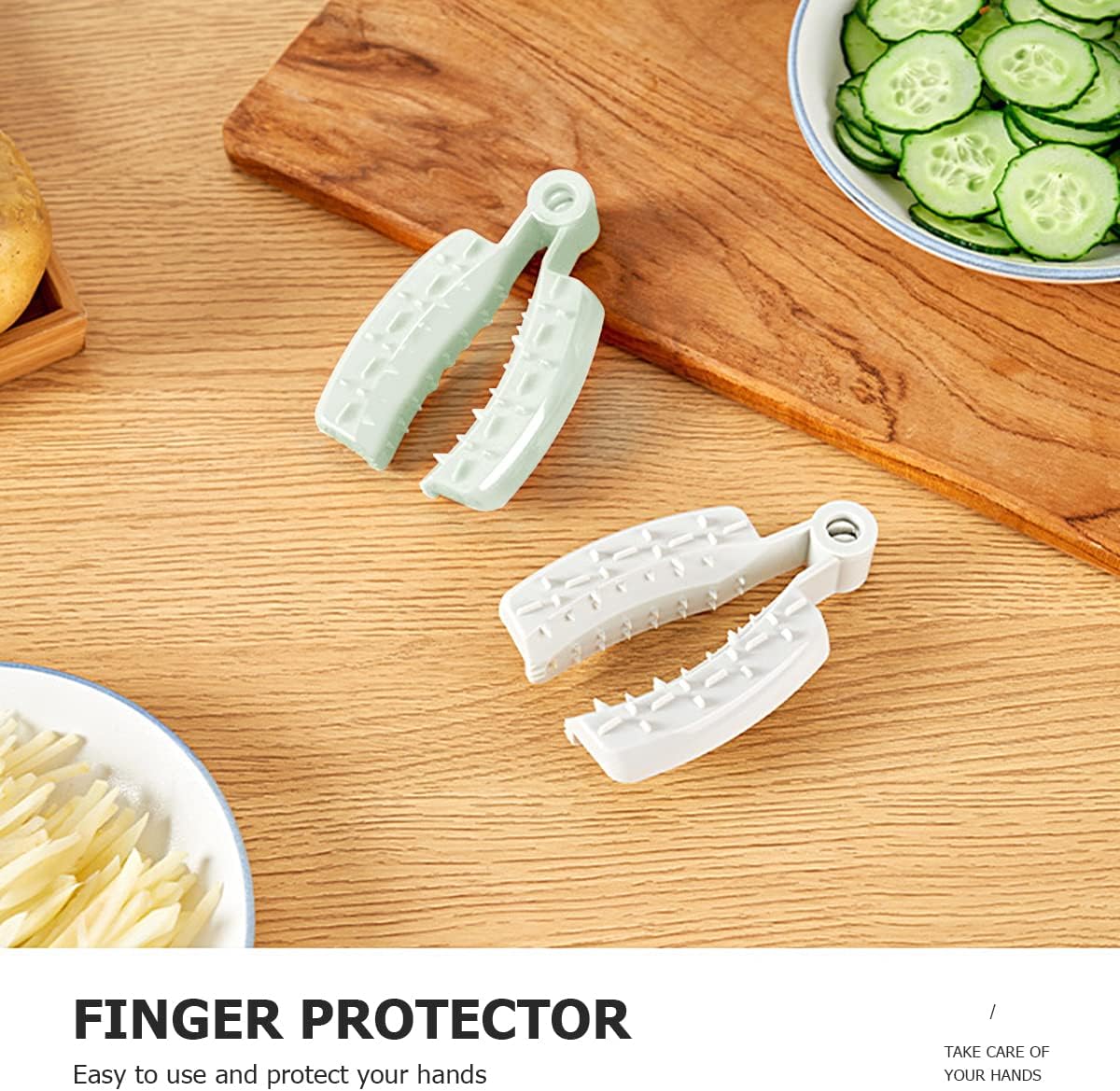 2Pcs Finger Guard Mandolin Guard Vegetables Fruit Slicer Grater Protector Kitchen Tools for Grabbing Garlic, Carrot, Potato, Cucumber