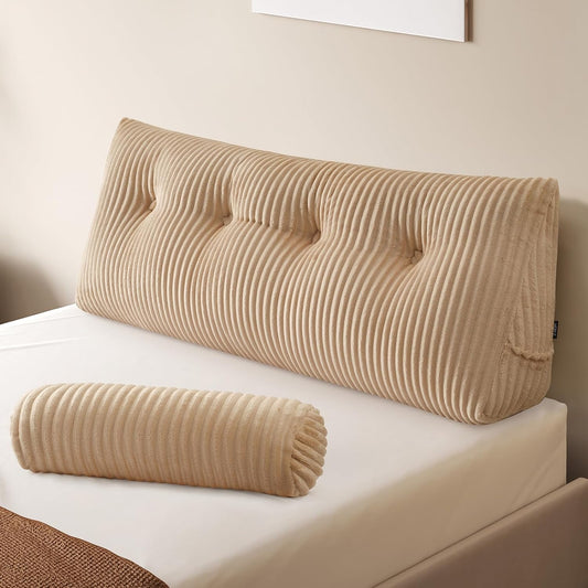 Z-hom Headboard Pillow, Wedge Backrest Cushion, Queen Size,NO Roll Pillow | Grey Triangular Backrest Cushion Equipped,NO Roll Pillow,Ideal for Reading,Sitting Up in Bed&Filling Headboard Gaps