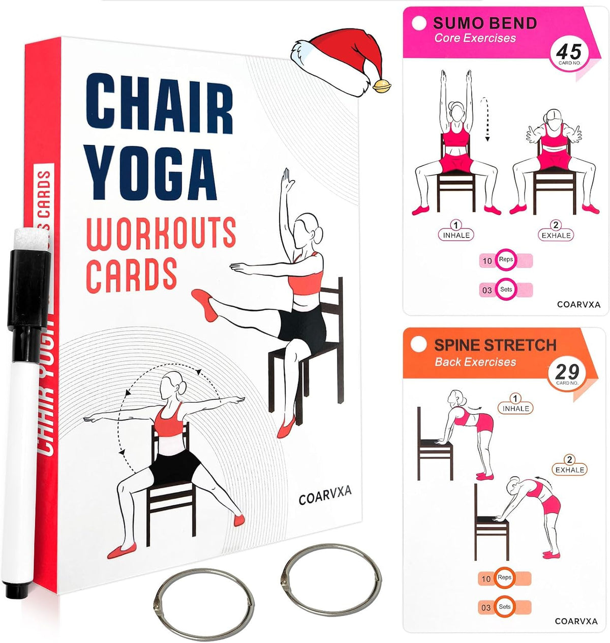 Bodyweight Workout Cards for Women & Men-50 Bodyweight Workout Cards，Includes 2 Rings& Dry-Erase for Easy Organization-Home, Gym or Studio (Bodyweight)